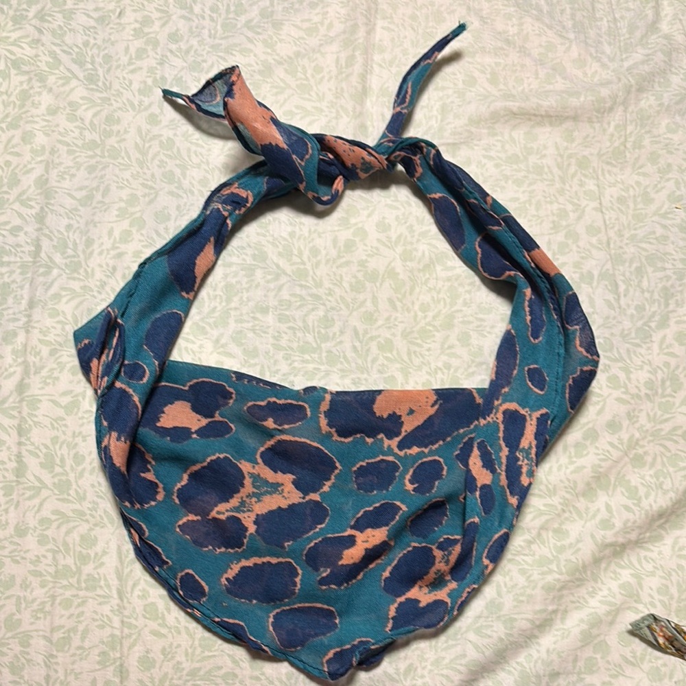 Vibrant Blue and Pink Abstract Pattern Scarf